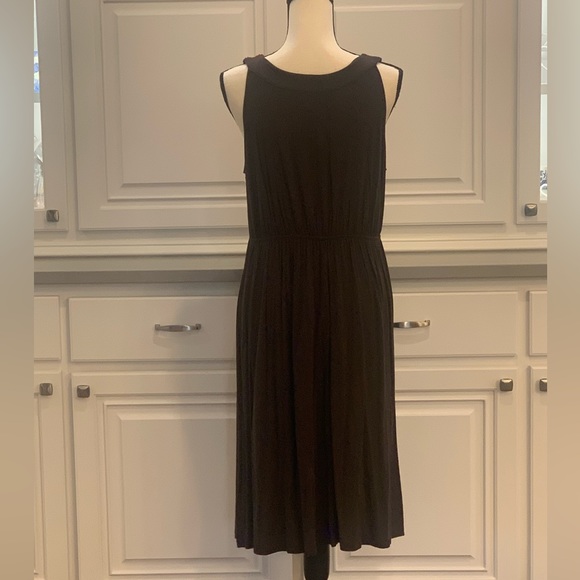 Madison Cinched Waist Halter Beaded Neck Midi Dress Brown Size Large - Picture 4 of 11